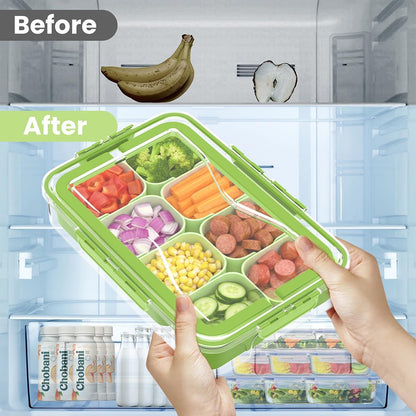 2 Pack Box Charcuterie Container with Dividers 12 Compartments,Snackle Boxes Food Storage, Bento Box Adult, Large Portable Divided Snackle Organizer with Lid & Handle, Stackable Food Containers(White)