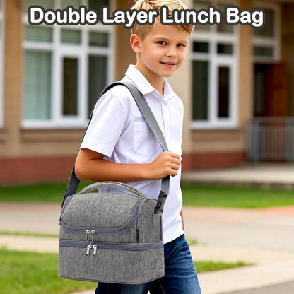 FlowFly Kids Double Decker Cooler Insulated Lunch Bag Large Tote for Boys, Girls, Men, Women, With Adjustable Strap, Unicorn