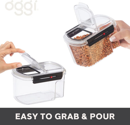 Oggi Easi Grip 23oz Moisture Proof Storage Container, Ultra Clear BPA-Free Sealable Canister, Flip Open Pouring Lid, Date Reminder Slider on Clip, Ideal Kitchen and Pantry Storage (23oz / 0.68lt)