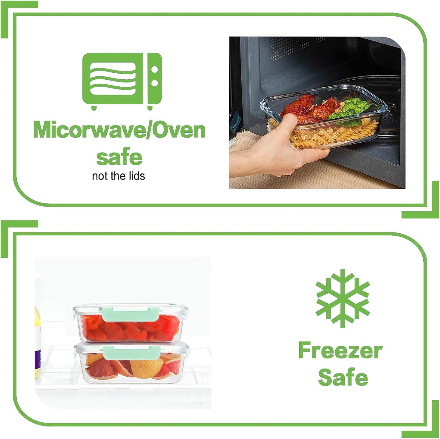 8 Pack 36oz Large Glass Meal Prep Containers with lids, Glass Food Storage Containers with Leak Proof Snap Lock Lids , Airtight Bento lunch Boxes, Kitchen Storage, Oven, Freezer and Dishwasher Safe