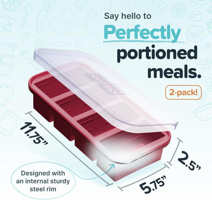 Souper Cubes 1 Cup Silicone Freezer Molds - Soup Cubes Perfect for Freezing Broth, Rice, Leftovers and More - Silicone Freezer Trays with Lids for Meal Prep - Aqua - 1-Pack