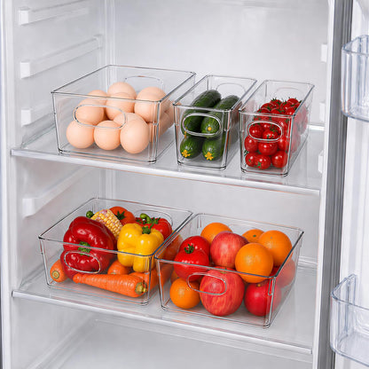 UFORU 10 Pack Clear Pantry Organizers and Storage, Stackable Plastic Storage Bins with Handles, Clear Storage Bins for Kitchen, Fridge, Freezer, Cabinet and Containers for Pantry Organization