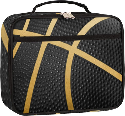 Kids Lunch Box for Boys Girls Black Red Sport Basketball Insulated Lunch Bag Reusable Small Cooler Bag Meal Containers Tote Kit for School Travel Women Men