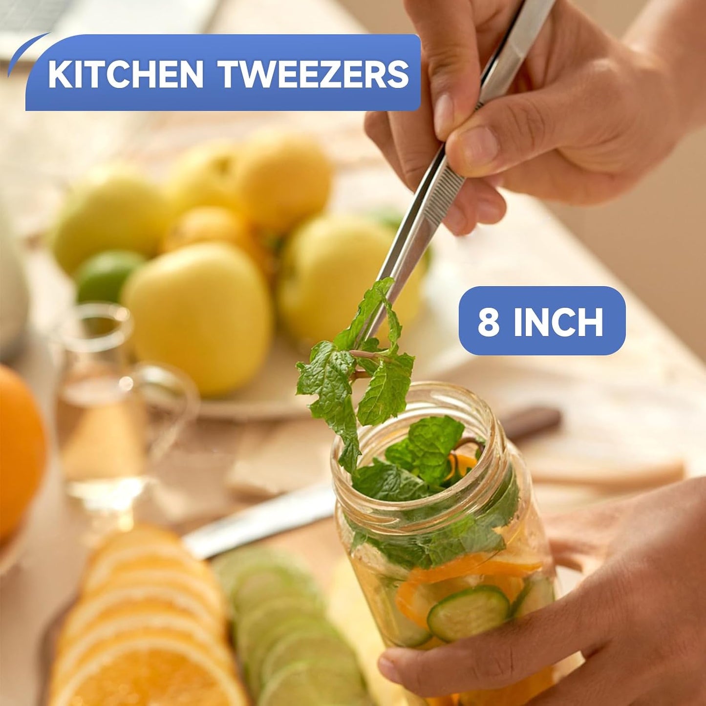 Kitchen Tweezer Tongs 304 Stainless Steel Cooking Tweezers Food Tongs, Culinary Chef Tweezers Pasta Tongs, 12 Inch