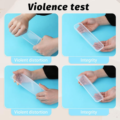 Tucnoeu 2pcs Clear Portable Flatware Box, Utensil Holder for Lunch Box, Simple Tableware Storage Box Spoon Case Fork Holder Chopstick Case