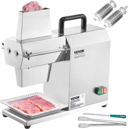 VEVOR Commercial Meat Tenderizer 17 Inch, Heavy Duty Stainless Steel Kitchen Tool with Handle, Meat Tong, and Cleaning Brush, 450W Electric Meat Tenderizer Machine for Beef,Turkey,Chicken,Pork,Fish