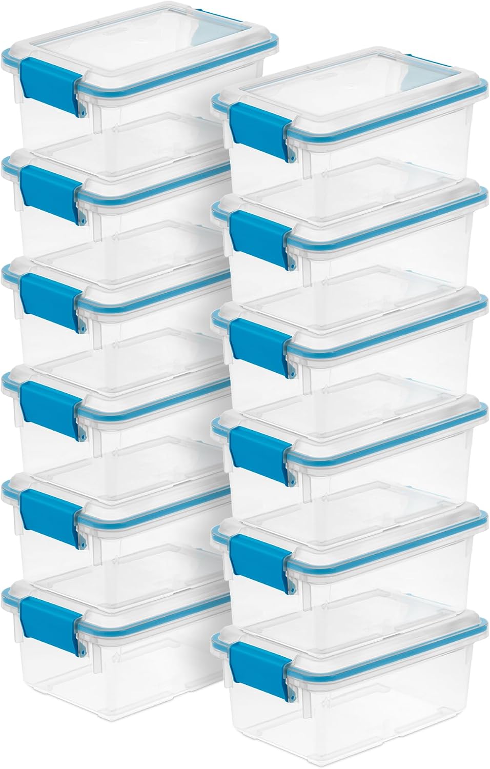 Sterilite 80 Qt Gasket Box, Stackable Storage Bin with Latching Lid and Tight Seal, Plastic Container to Organize Basement, Clear Base and Lid, 1-Pack