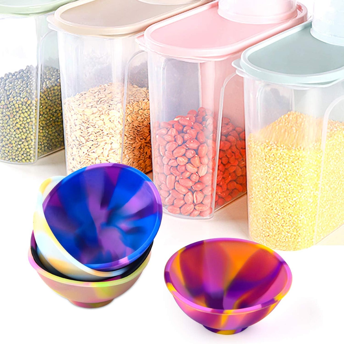 Coopay 8 Pieces Mini Silicone Pinch Bowls Colorful Heat Resistant Snack Prep and Serve Bowls, Unbreakable, Flexible, 1.75 Oz (Solid Colors)