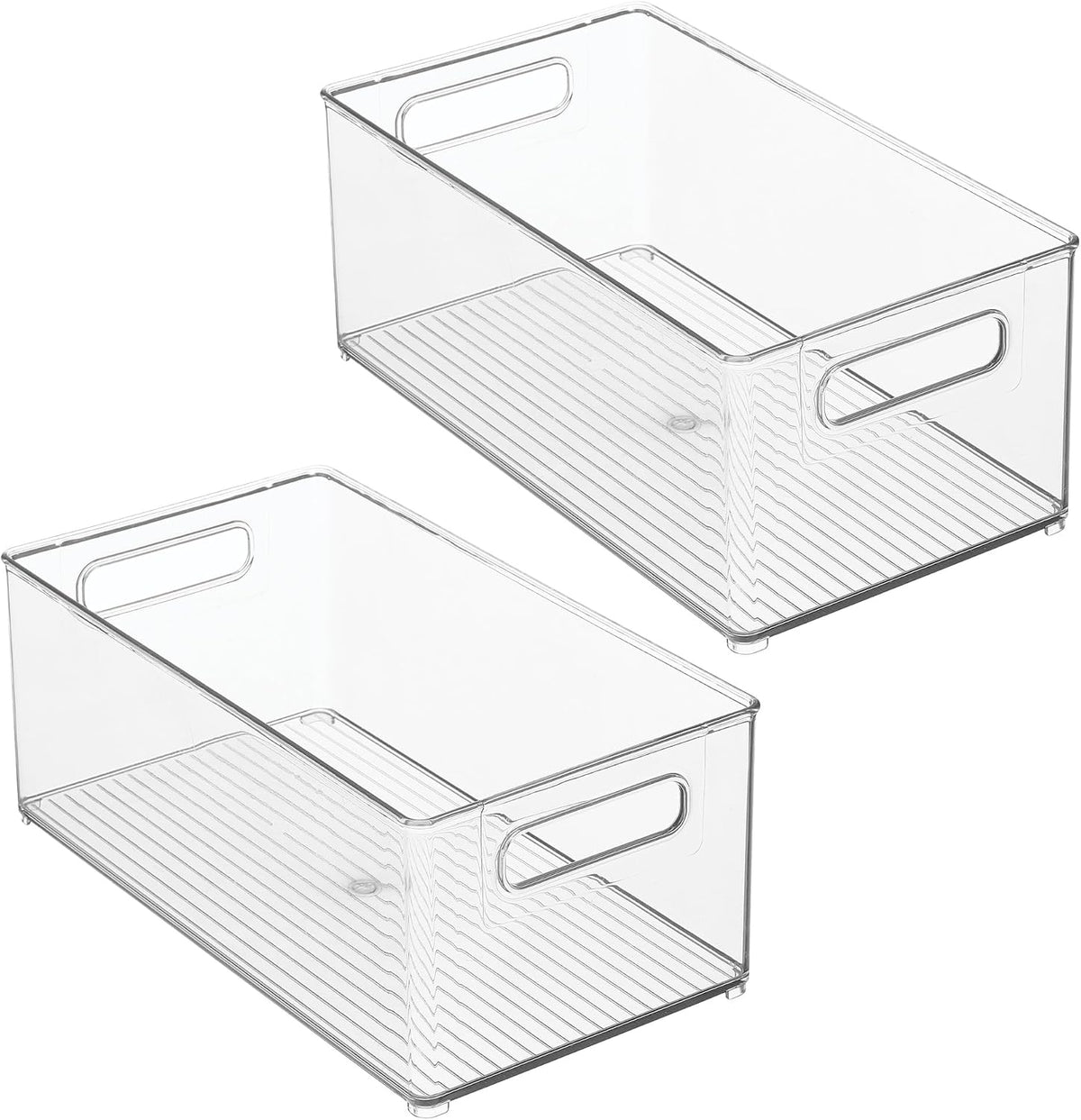 iDesign Stackable Fridge Bin, Set of 4, Clear | Kitchen Storage Bin, For Pantry, Cabinets, or Fridge