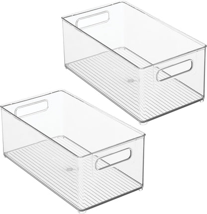iDesign Stackable Fridge Bin, Set of 4, Clear | Kitchen Storage Bin, For Pantry, Cabinets, or Fridge