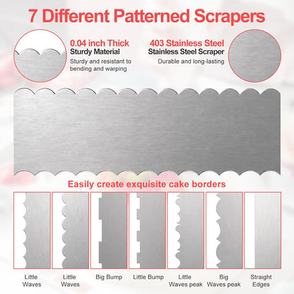 4 Pack Stainless Steel Cake Scraper, 8.6 Inch Textured Icing Smoother Comb