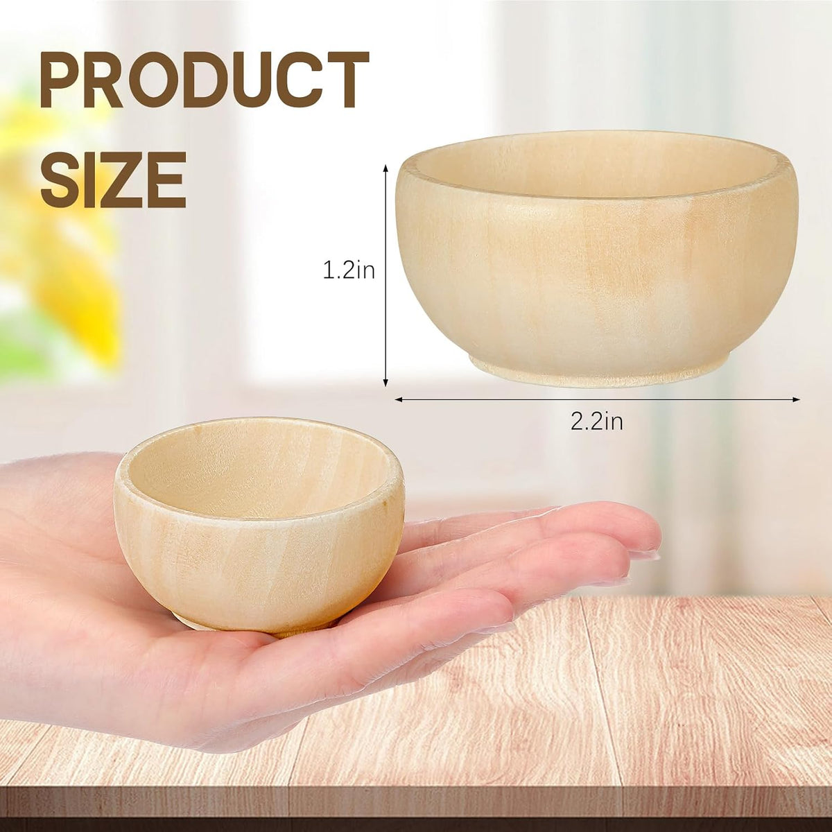 Uiifan Small Unfinished Wooden Bowls for Craft Mini Painting Project