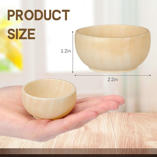Uiifan Small Unfinished Wooden Bowls for Craft Mini Painting Project