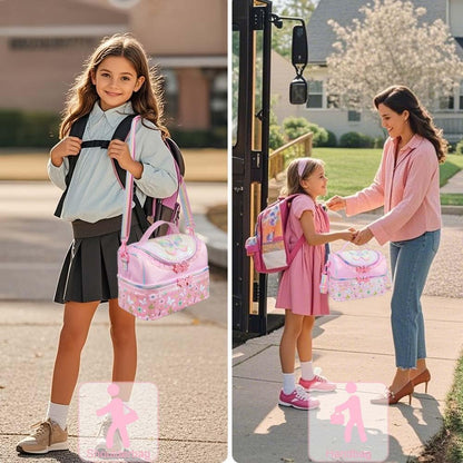 RHCPFOVR Kids Lunch Bag - Double - Decker Cooler Insulated Lunch Box for Boys Girls,Washable Lunch Bag with Strap and Reusable Toddler Lunchbox for School and Daycare