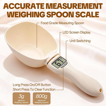 2026 New Digital Measuring Spoon, Electronic Food Scale with LCD Display, Adjustable Smart Spoon for Kitchen, Accurate Gram Ounce Scale for Home Cooks Bakers Chefs Pet Owners