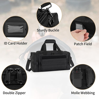 Tactical Pistol Range Bag, Gun Range Bag for Handguns, Shooting Duffle Range Pistol Bag with 6X Magazine Slots, Extra Pockets for Ammo and Essentials