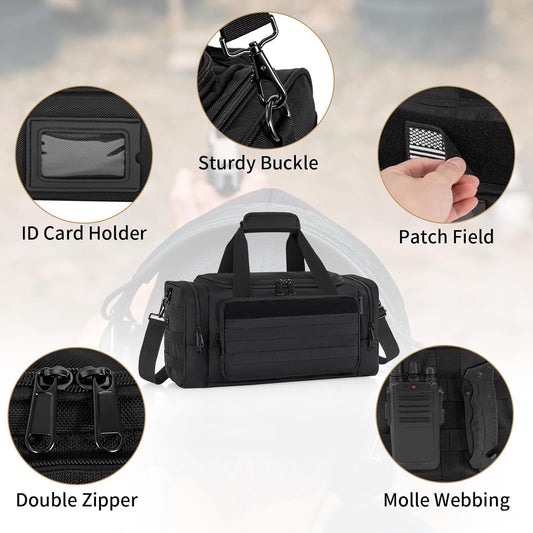 Tactical Pistol Range Bag, Gun Range Bag for Handguns, Shooting Duffle Range Pistol Bag with 6X Magazine Slots, Extra Pockets for Ammo and Essentials