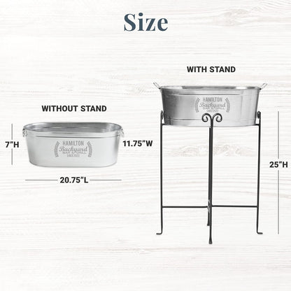 Let's Make Memories Personalized Beverage Tub - Custom Beverage Tub - Customize With Name & initial - Galvanized Drink Tub - 20 ¾"L x 11 ¾"W x 7" H - 5.5 Gallons