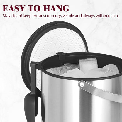 6.8L/7QT Insulated Ice Bucket with Lid & Scoop,Double-Wall Ice Bucket for Parties,Cocktail Bar(White)