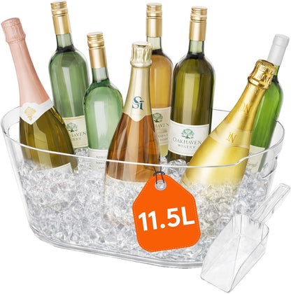 Lifewit 11.5L Ice Bucket for Parties 2 Pcs, Large Portable Drink Bucket for Cocktail Bar, Champagne Cooler for Beverage/Wine/Beer, Mimosa Bar Supplies Chiller Tub with Scoop 38 x18x20 cm/15x7x8 inches