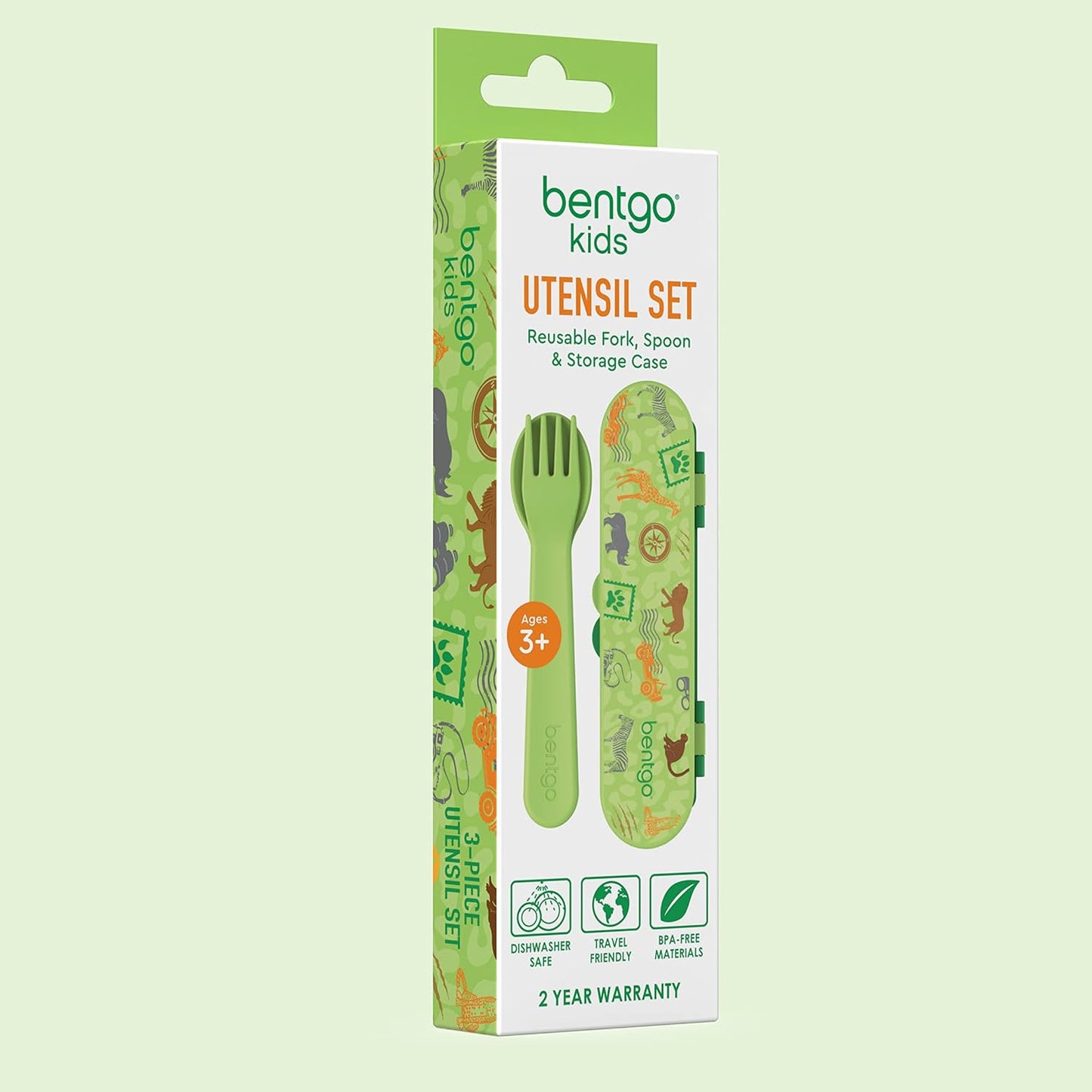 Bentgo Kids Utensil Set - Reusable Plastic Fork, Spoon & Storage Case - BPA-Free Materials, Easy-Grip Handles, Dishwasher Safe - Ideal for School Lunch, Travel, & Outdoors (Shark)