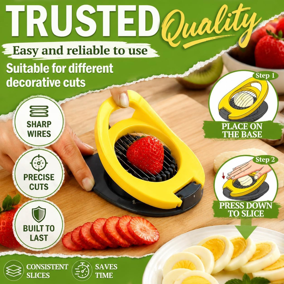 NOVANO Egg Slicer, Stainless Steel Wire Egg Cutter