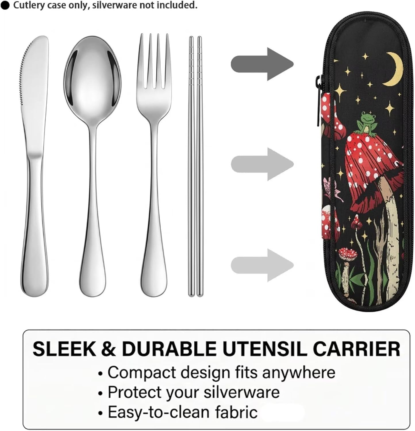 Travel Cutlery Set with Case for Kids Portable Utensil Case Reusable Silverware Pouch for School Travel Lunch Capybara Flower
