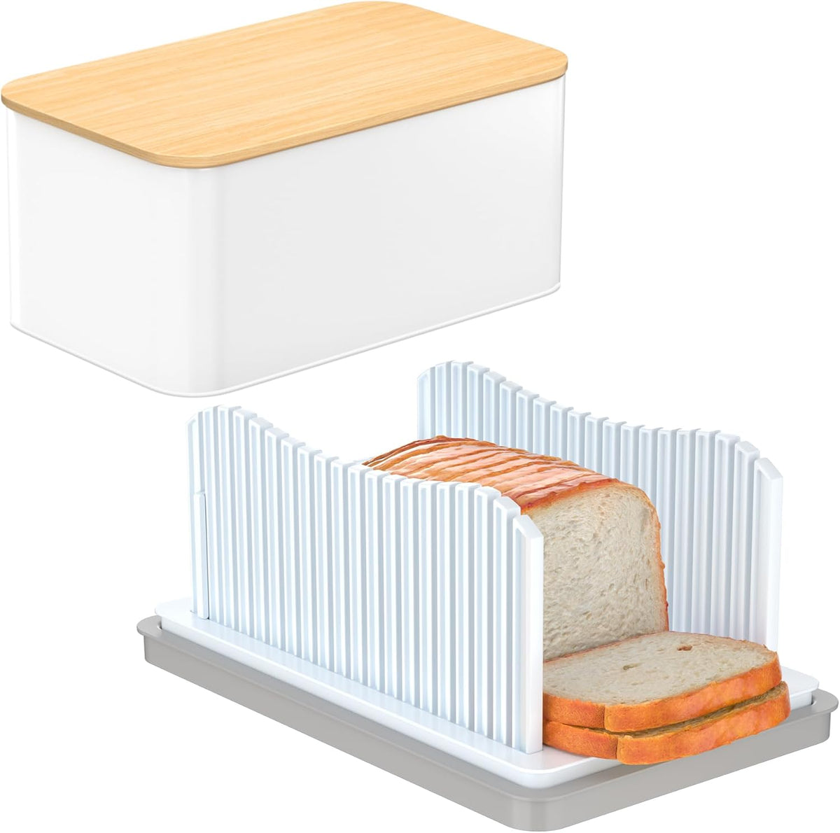 CAWIU Bread Slicer for Homemade Bread, Adjustable Width Bread Slicing Guide