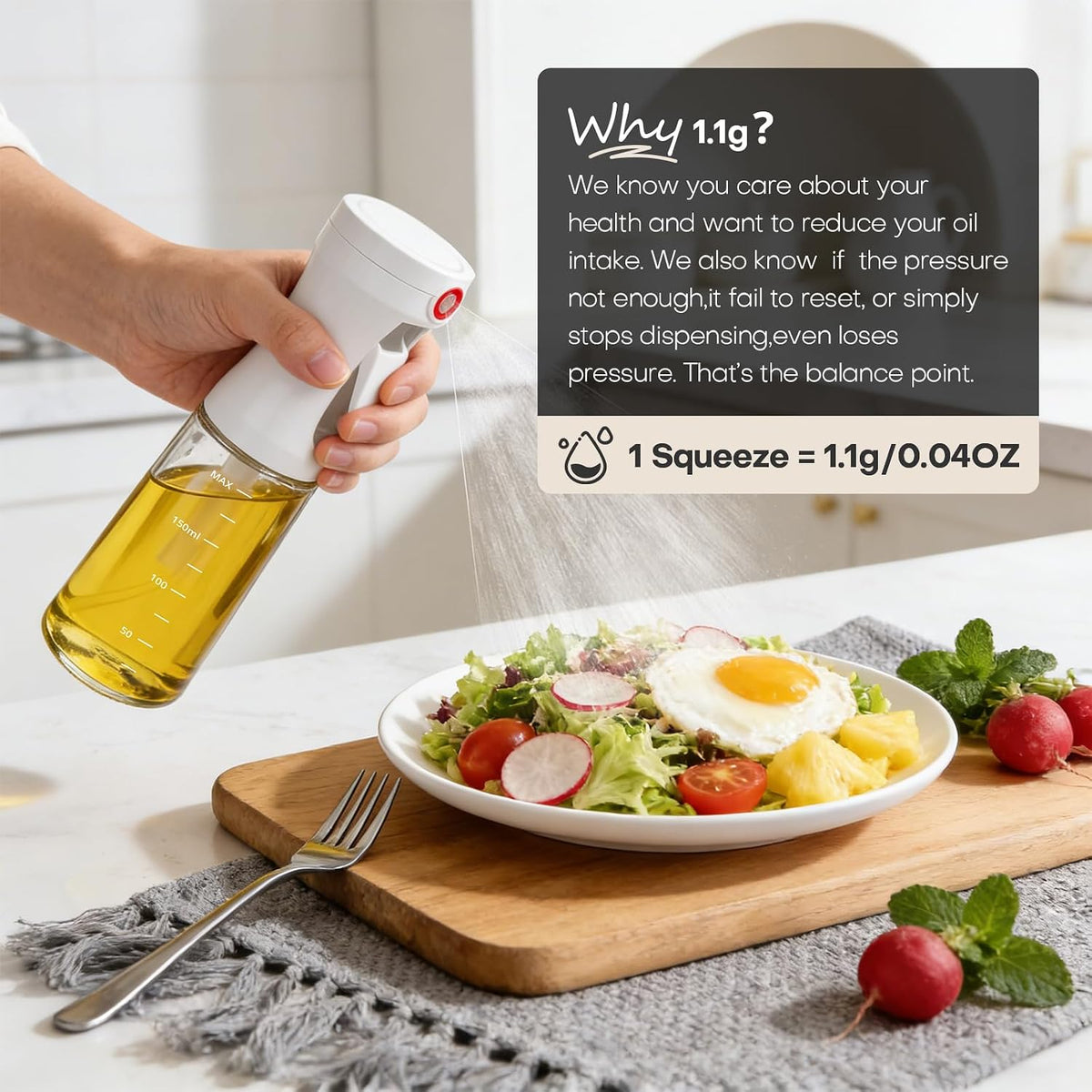 Olive Oil Sprayer for Cooking,Glass Oil Mister Spray Bottle,1g Per Press