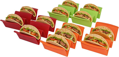IMUSA 6pc Taco Holder Set, Red/Orange/Green