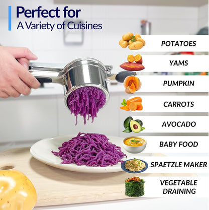 SPEENSUN 15oz Stainless Steel Potato Ricer, 2 Interchangeable Cups