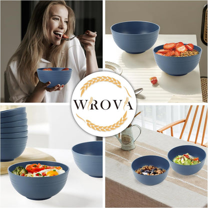 Wheat Straw Bowl Sets,8 PCS Unbreakable Cereal Bowl 26 OZ,Microwave and Dishwasher Safe Bowls,Bowl Sets for Camping and Picnic BPA Free Colorful Salad Bowls for Serving Soup,Oatmeal and Fruit Etc…