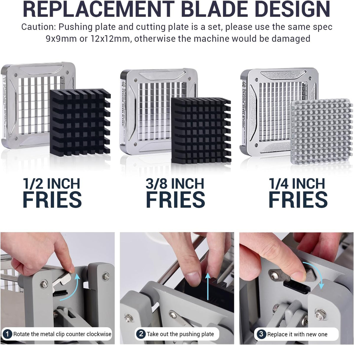 Sopito Professional Electric French Fry Cutter for Potatoes, 1/4-3/8-1/2