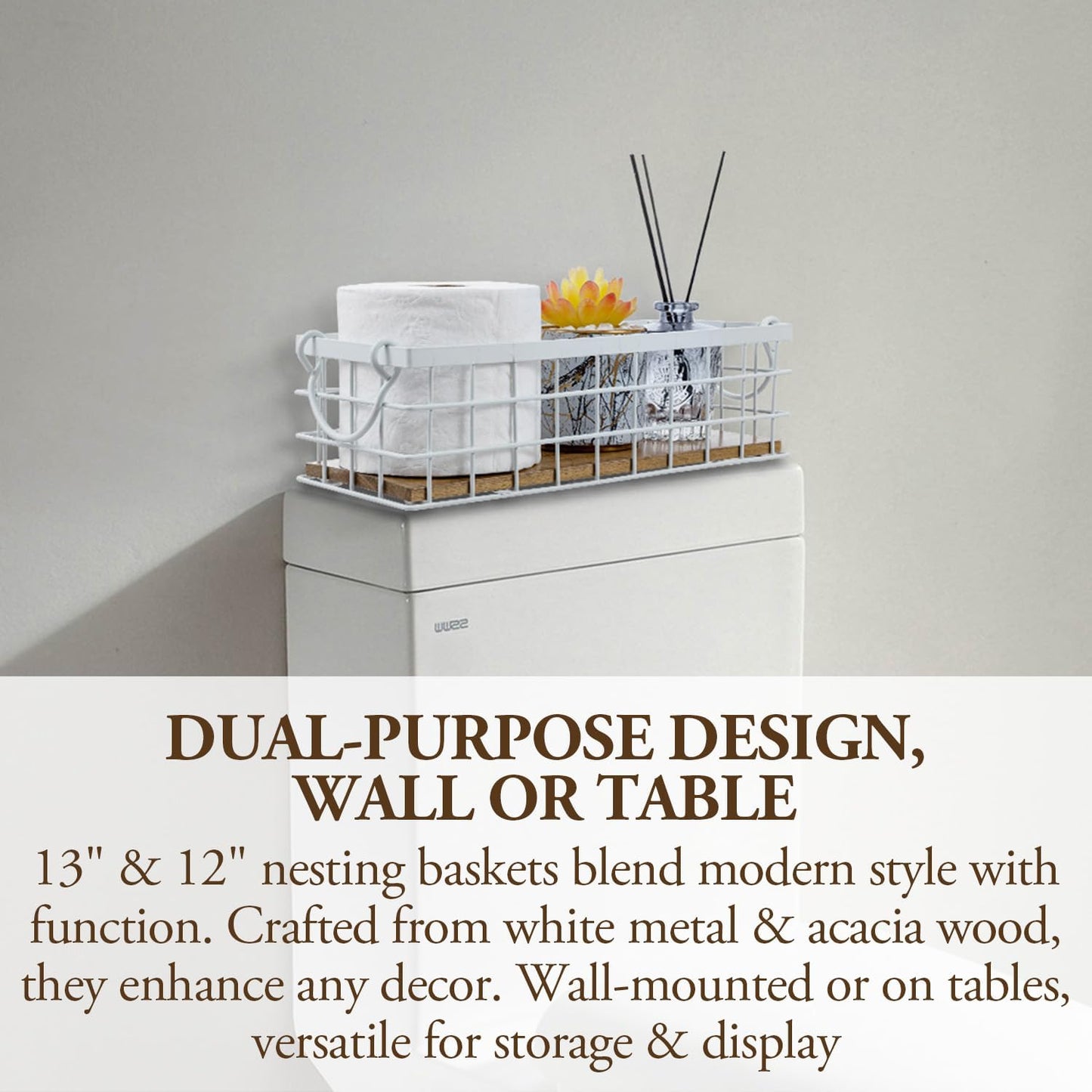 MyGift Set of 2 Black Wire Baskets for Organizing – Storage Baskets/Pantry Baskets for Shelves & Wall