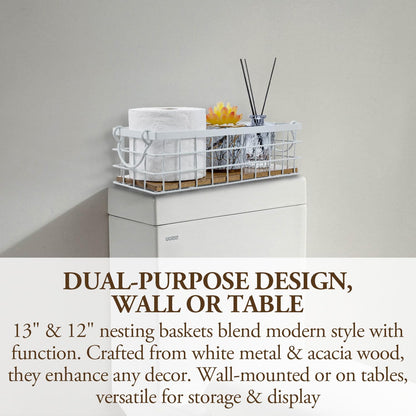 MyGift Set of 2 Black Wire Baskets for Organizing – Storage Baskets/Pantry Baskets for Shelves & Wall