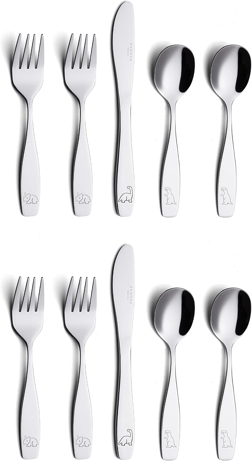 ANNOVA Kids Silverware Children's Safe Flatware Set Stainless Steel - Children Forks, Children Tablespoons, Toddler Utensils, Metal Cutlery Set for LunchBox (Rainbow, 6)