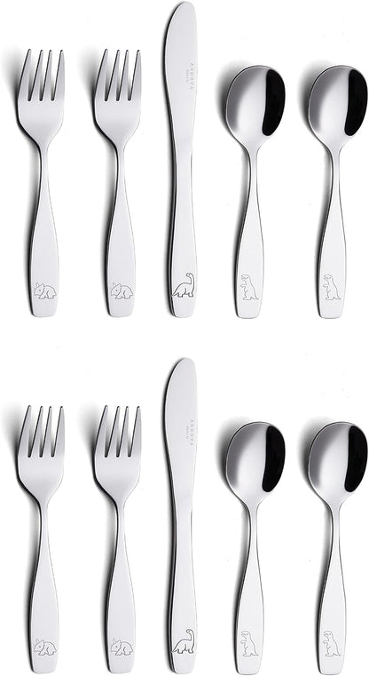 ANNOVA Kids Silverware Children's Safe Flatware Set Stainless Steel - Children Forks, Children Tablespoons, Toddler Utensils, Metal Cutlery Set for LunchBox (Rainbow, 6)