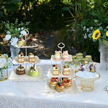 2 Pack of Plastic Square Dessert Cupcake Stand, 3 Tier Cup Cake Holder Tower for Tea Party/Birthday/Wedding, Plastic Tiered Serving Tray (Pink)