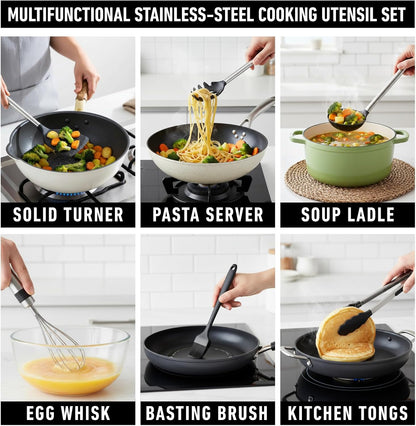 Silicone Kitchen Utensils Set 33 PCS Heat Resistant Food Grade Silicone Utensils Set for Cooking with Stainless Steel Handles BPA Free Kitchen Gadgets Tools Set with Holder Safe for Nonstick Cookware