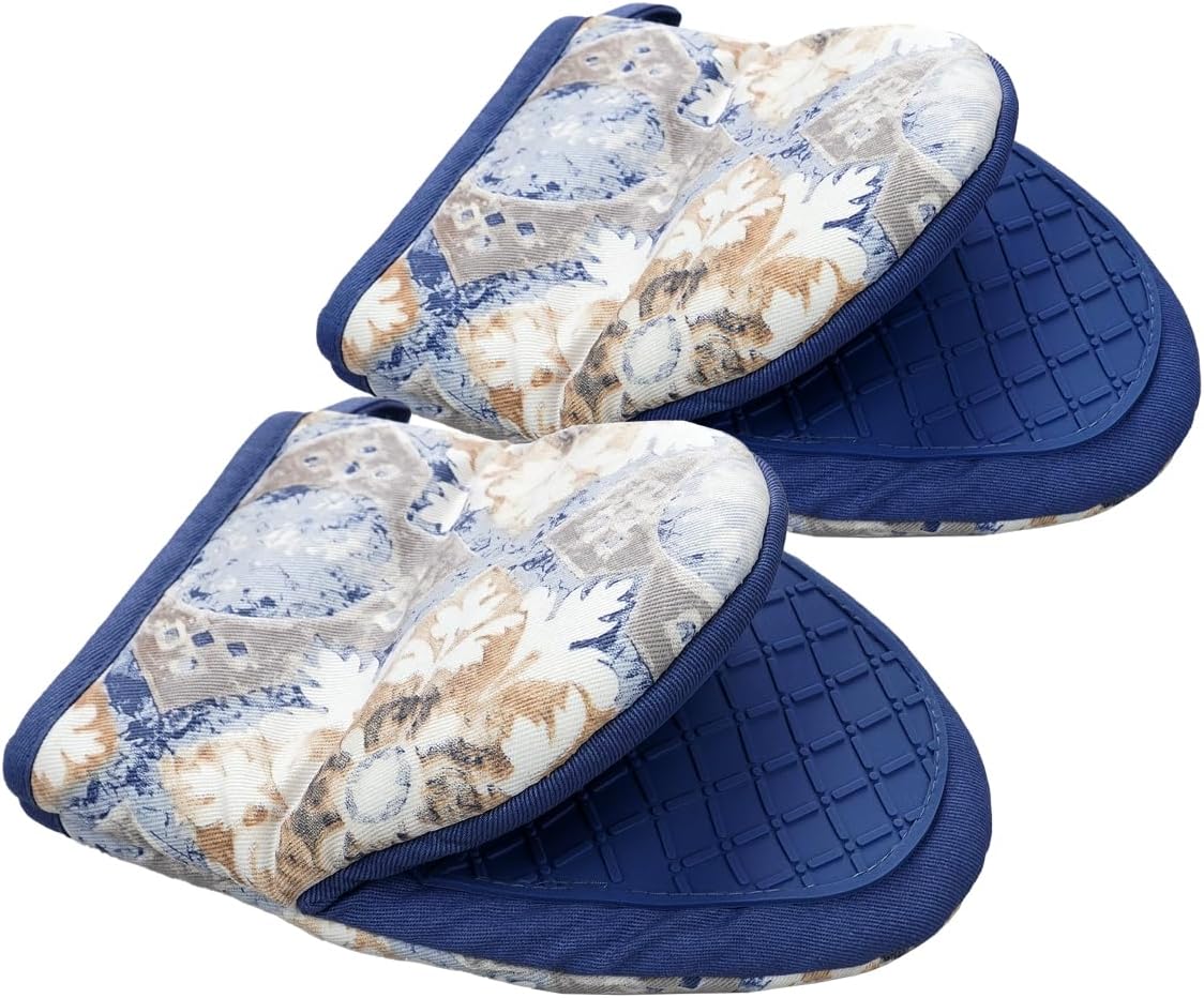Mini Silicone Oven Mitts, Heat Resistant Kitchen Mittens 2-Pack Set