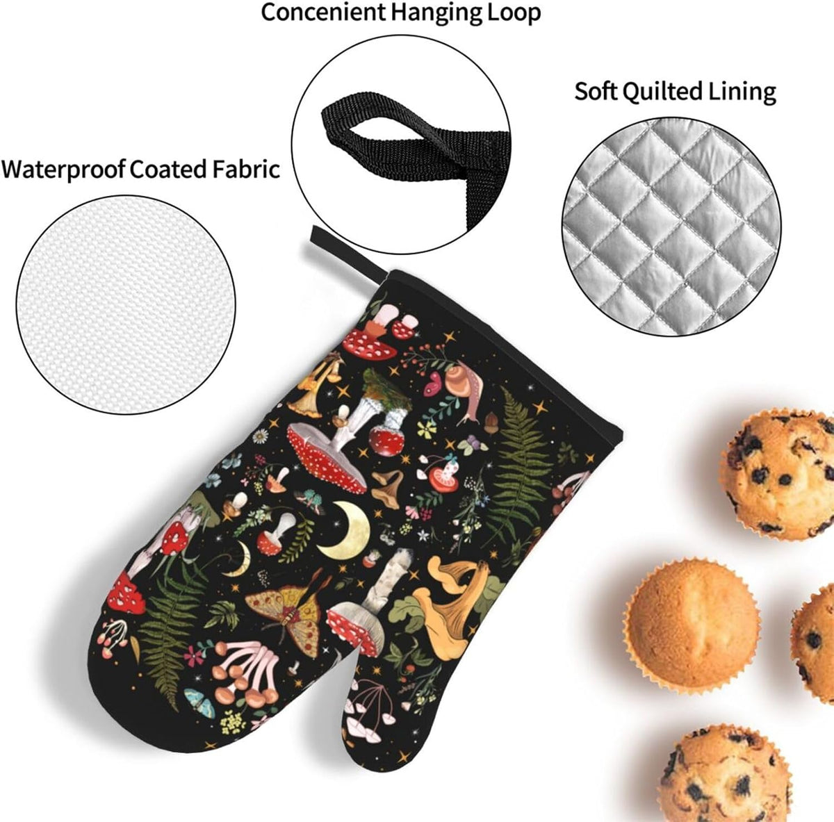 Boho Floral Oven Mitts and Pot Holders Sets of 3, Cute Baker Stuff