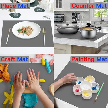 2Pack Large Silicone Mats for Kitchen Counter, 48''x24''(120cmx60cm) Heat Resistant Mat for Kitchen Island, Waterproof Multipurpose Countertop Protector, Black