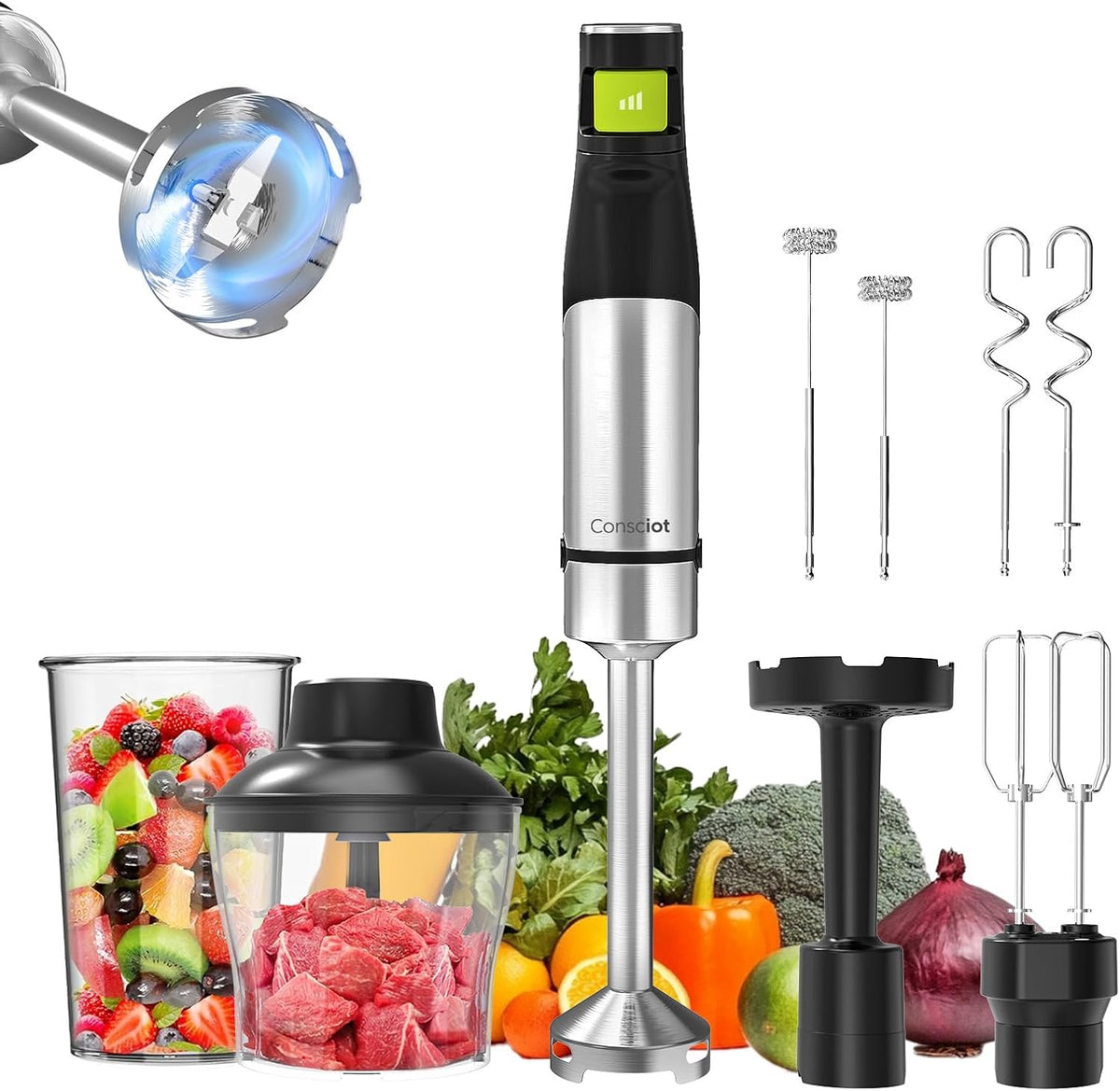 Consciot 4 in 1 Immersion Hand Blender Max 1100W, Trigger Speed Control