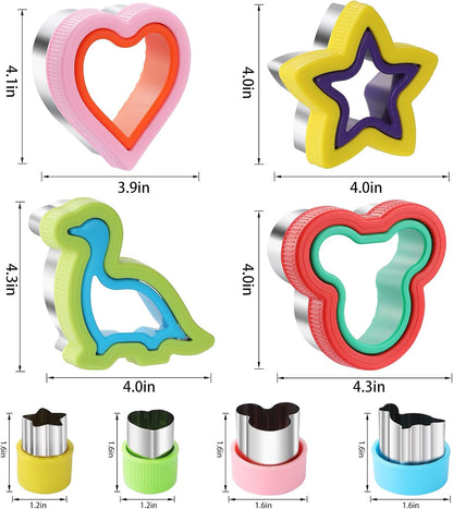 8 Pieces Sandwich Cutters and Sealer, Decruster Sandwich crimpers for Making Sandwiches, Hamburgers, Pies, with Vegetable Fruit Cutters for Kids Lunch Box and Bento Box
