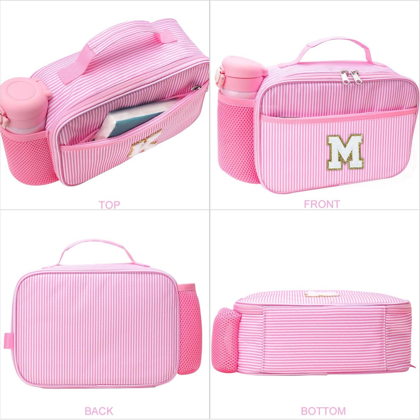 RHCPFOVR Kids Initial Lunch Bag - Insulated Lunch Box for Boys Girls,Washable Lunch Bag and Reusable Toddler Leak-proof Lunchbox for School and Daycare - Colors A