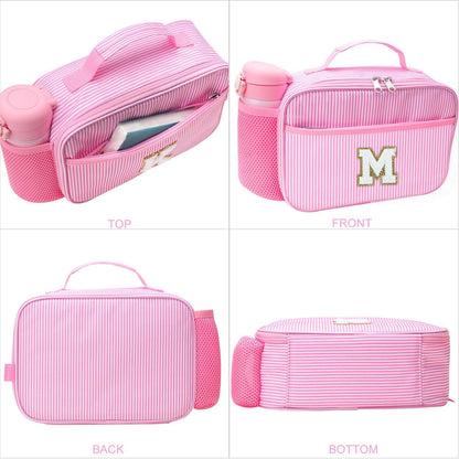 RHCPFOVR Kids Initial Lunch Bag - Insulated Lunch Box for Boys Girls,Washable Lunch Bag and Reusable Toddler Leak-proof Lunchbox for School and Daycare - Colors A