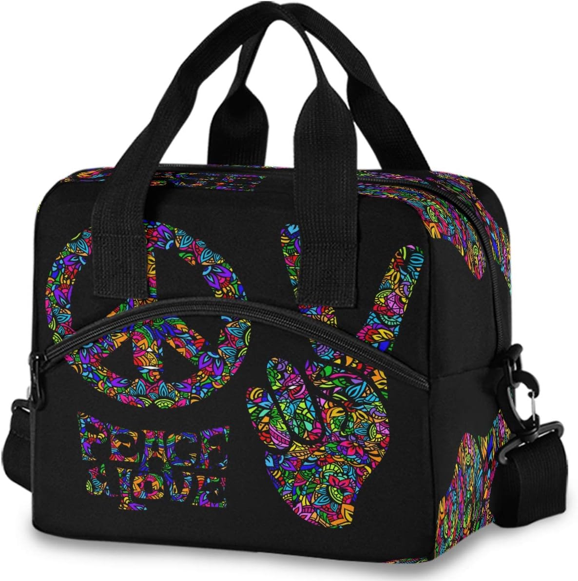 Colorful Leopard Insulated Lunch Bag Rainbow Animals Skin Print Reusable Cooler Lunch Tote Box with Shoulder Strap for Work Picnic School Beach