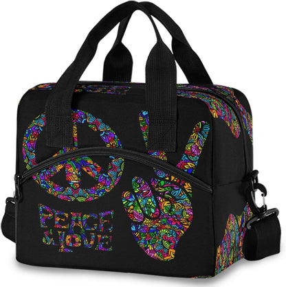 Colorful Leopard Insulated Lunch Bag Rainbow Animals Skin Print Reusable Cooler Lunch Tote Box with Shoulder Strap for Work Picnic School Beach