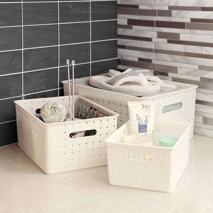 BINO | Plastic Storage Baskets Large - Black | THE STABLE COLLECTION | Multi-Use Storage | Rectangular Cabinet Organizer | Baskets For Organizing with Handles | Home Office Organization and Storage