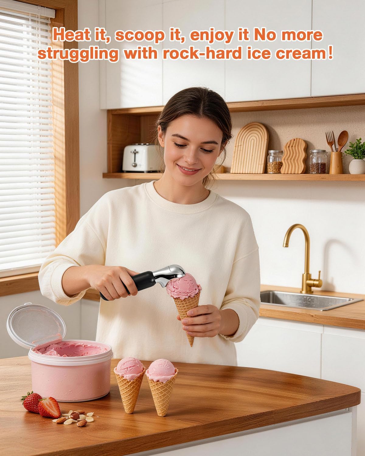 Electric Heated Ice Cream Scoop for Hard Ice Cream with Ergonomic Handle